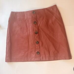 Forever 21 Rust Button-Front Faux Leather Mini Skirt